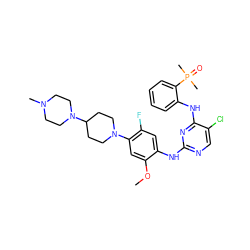 COc1cc(N2CCC(N3CCN(C)CC3)CC2)c(F)cc1Nc1ncc(Cl)c(Nc2ccccc2P(C)(C)=O)n1 ZINC000148761048