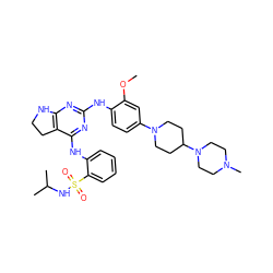 COc1cc(N2CCC(N3CCN(C)CC3)CC2)ccc1Nc1nc2c(c(Nc3ccccc3S(=O)(=O)NC(C)C)n1)CCN2 ZINC000221665491