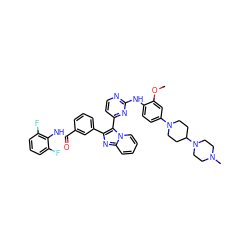 COc1cc(N2CCC(N3CCN(C)CC3)CC2)ccc1Nc1nccc(-c2c(-c3cccc(C(=O)Nc4c(F)cccc4F)c3)nc3ccccn23)n1 ZINC000049841121