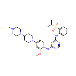 COc1cc(N2CCC(N3CCN(C)CC3)CC2)ccc1Nc1ncnc(Nc2ccccc2S(=O)(=O)C(C)C)n1 ZINC000068120928