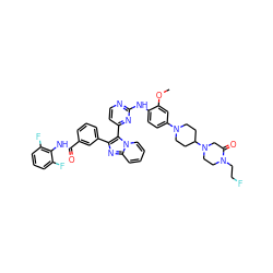 COc1cc(N2CCC(N3CCN(CCF)C(=O)C3)CC2)ccc1Nc1nccc(-c2c(-c3cccc(C(=O)Nc4c(F)cccc4F)c3)nc3ccccn23)n1 ZINC000165068367