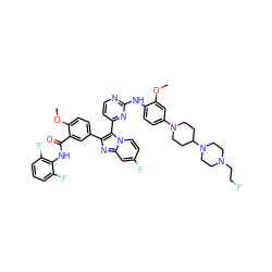 COc1cc(N2CCC(N3CCN(CCF)CC3)CC2)ccc1Nc1nccc(-c2c(-c3ccc(OC)c(C(=O)Nc4c(F)cccc4F)c3)nc3cc(F)ccn23)n1 ZINC000165109438