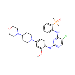 COc1cc(N2CCC(N3CCOCC3)CC2)ccc1Nc1ncc(Cl)c(Nc2ccccc2P(C)(C)=O)n1 ZINC000221495936