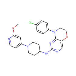 COc1cc(N2CCC(Nc3ncc4c(n3)N(c3ccc(Cl)cc3)CCO4)CC2)ccn1 ZINC000473137244