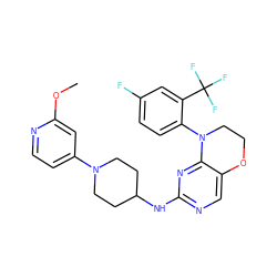 COc1cc(N2CCC(Nc3ncc4c(n3)N(c3ccc(F)cc3C(F)(F)F)CCO4)CC2)ccn1 ZINC000473135790