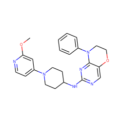 COc1cc(N2CCC(Nc3ncc4c(n3)N(c3ccccc3)CCO4)CC2)ccn1 ZINC000473137230