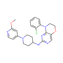 COc1cc(N2CCC(Nc3ncc4c(n3)N(c3ccccc3Cl)CCO4)CC2)ccn1 ZINC000473136360