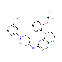 COc1cc(N2CCC(Nc3ncc4c(n3)N(c3ccccc3OC(F)(F)F)CCO4)CC2)ccn1 ZINC000473134460