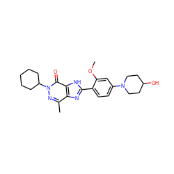 COc1cc(N2CCC(O)CC2)ccc1-c1nc2c(C)nn(C3CCCCC3)c(=O)c2[nH]1 ZINC000095554910