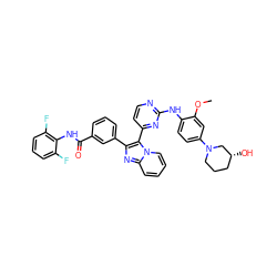 COc1cc(N2CCC[C@@H](O)C2)ccc1Nc1nccc(-c2c(-c3cccc(C(=O)Nc4c(F)cccc4F)c3)nc3ccccn23)n1 ZINC000165114736