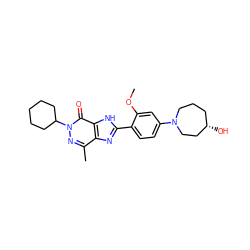 COc1cc(N2CCC[C@H](O)CC2)ccc1-c1nc2c(C)nn(C3CCCCC3)c(=O)c2[nH]1 ZINC000095552660