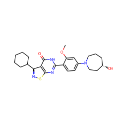 COc1cc(N2CCC[C@H](O)CC2)ccc1-c1nc2snc(C3CCCCC3)c2c(=O)[nH]1 ZINC000084618923