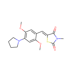 COc1cc(N2CCCC2)c(OC)cc1/C=C1\SC(=O)N(C)C1=O ZINC000001011557