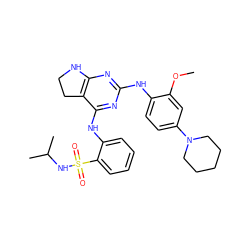 COc1cc(N2CCCCC2)ccc1Nc1nc2c(c(Nc3ccccc3S(=O)(=O)NC(C)C)n1)CCN2 ZINC000221656062