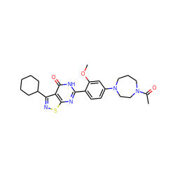 COc1cc(N2CCCN(C(C)=O)CC2)ccc1-c1nc2snc(C3CCCCC3)c2c(=O)[nH]1 ZINC000084617222