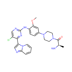 COc1cc(N2CCN(C(=O)[C@@H](C)N)CC2)ccc1Nc1ncc(Cl)c(-c2cnc3ccccn23)n1 ZINC000072178164