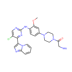 COc1cc(N2CCN(C(=O)CN)CC2)ccc1Nc1ncc(Cl)c(-c2cnc3ccccn23)n1 ZINC000072177333