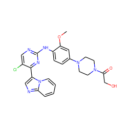 COc1cc(N2CCN(C(=O)CO)CC2)ccc1Nc1ncc(Cl)c(-c2cnc3ccccn23)n1 ZINC000072177535