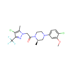 COc1cc(N2CCN(C(=O)Cn3nc(C(F)(F)F)c(Cl)c3C)[C@H](C)C2)ccc1Cl ZINC000095580951