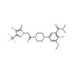 COc1cc(N2CCN(C(=O)Cn3nc(C(F)(F)F)c(Cl)c3C)CC2)cc(C(=O)N(C)C)c1Cl ZINC000095584919