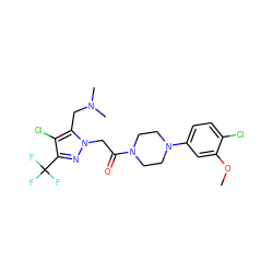 COc1cc(N2CCN(C(=O)Cn3nc(C(F)(F)F)c(Cl)c3CN(C)C)CC2)ccc1Cl ZINC000095583572