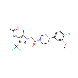 COc1cc(N2CCN(C(=O)Cn3nc(C(F)(F)F)c(NC(C)=O)c3C)CC2)ccc1Cl ZINC000095581232