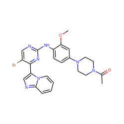 COc1cc(N2CCN(C(C)=O)CC2)ccc1Nc1ncc(Br)c(-c2cnc3ccccn23)n1 ZINC000072178033