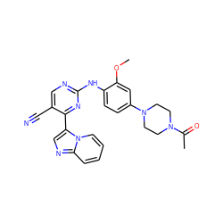 COc1cc(N2CCN(C(C)=O)CC2)ccc1Nc1ncc(C#N)c(-c2cnc3ccccn23)n1 ZINC000072177773