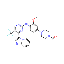 COc1cc(N2CCN(C(C)=O)CC2)ccc1Nc1ncc(C(F)(F)F)c(-c2cnc3ccccn23)n1 ZINC000072177771