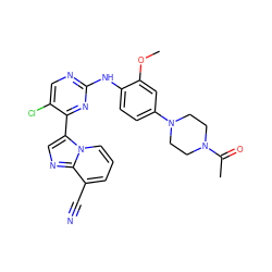 COc1cc(N2CCN(C(C)=O)CC2)ccc1Nc1ncc(Cl)c(-c2cnc3c(C#N)cccn23)n1 ZINC000072178551