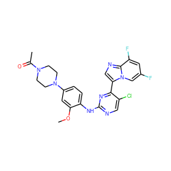 COc1cc(N2CCN(C(C)=O)CC2)ccc1Nc1ncc(Cl)c(-c2cnc3c(F)cc(F)cn23)n1 ZINC000072178938