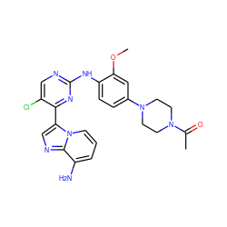 COc1cc(N2CCN(C(C)=O)CC2)ccc1Nc1ncc(Cl)c(-c2cnc3c(N)cccn23)n1 ZINC000072177284