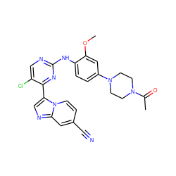 COc1cc(N2CCN(C(C)=O)CC2)ccc1Nc1ncc(Cl)c(-c2cnc3cc(C#N)ccn23)n1 ZINC000072178454