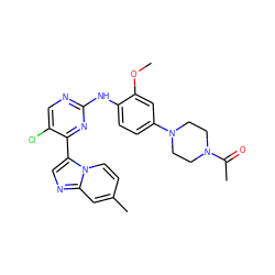 COc1cc(N2CCN(C(C)=O)CC2)ccc1Nc1ncc(Cl)c(-c2cnc3cc(C)ccn23)n1 ZINC000072178316