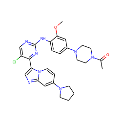 COc1cc(N2CCN(C(C)=O)CC2)ccc1Nc1ncc(Cl)c(-c2cnc3cc(N4CCCC4)ccn23)n1 ZINC000072178314