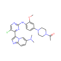 COc1cc(N2CCN(C(C)=O)CC2)ccc1Nc1ncc(Cl)c(-c2cnc3ccc(N(C)C)cn23)n1 ZINC000072178937