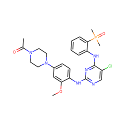 COc1cc(N2CCN(C(C)=O)CC2)ccc1Nc1ncc(Cl)c(Nc2ccccc2P(C)(C)=O)n1 ZINC000148757000