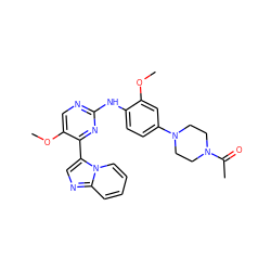 COc1cc(N2CCN(C(C)=O)CC2)ccc1Nc1ncc(OC)c(-c2cnc3ccccn23)n1 ZINC000072177772