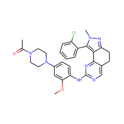 COc1cc(N2CCN(C(C)=O)CC2)ccc1Nc1ncc2c(n1)-c1c(nn(C)c1-c1ccccc1Cl)CC2 ZINC000141165519