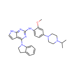 COc1cc(N2CCN(C(C)C)CC2)ccc1Nc1nc(N2CCc3ccccc32)c2cc[nH]c2n1 ZINC000073296130