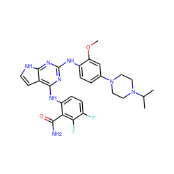 COc1cc(N2CCN(C(C)C)CC2)ccc1Nc1nc(Nc2ccc(F)c(F)c2C(N)=O)c2cc[nH]c2n1 ZINC000053277673