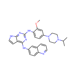 COc1cc(N2CCN(C(C)C)CC2)ccc1Nc1nc(Nc2ccc3ncccc3c2)c2cc[nH]c2n1 ZINC000053276046