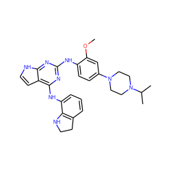 COc1cc(N2CCN(C(C)C)CC2)ccc1Nc1nc(Nc2cccc3c2NCC3)c2cc[nH]c2n1 ZINC000053276049