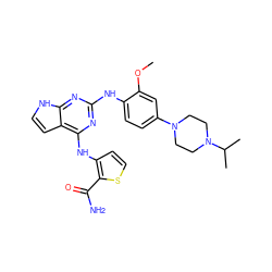 COc1cc(N2CCN(C(C)C)CC2)ccc1Nc1nc(Nc2ccsc2C(N)=O)c2cc[nH]c2n1 ZINC000096901361