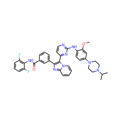 COc1cc(N2CCN(C(C)C)CC2)ccc1Nc1nccc(-c2c(-c3cccc(C(=O)Nc4c(F)cccc4F)c3)nc3ccccn23)n1 ZINC000165101284