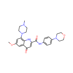 COc1cc(N2CCN(C)CC2)c2[nH]c(C(=O)Nc3ccc(N4CCOCC4)cc3)cc(=O)c2c1 ZINC000028641907