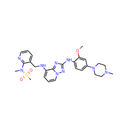 COc1cc(N2CCN(C)CC2)ccc1Nc1nc2c(NCc3cccnc3N(C)S(C)(=O)=O)cccn2n1 ZINC000147004544