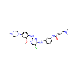 COc1cc(N2CCN(C)CC2)ccc1Nc1ncc(Cl)c(NCc2cccc(NC(=O)/C=C/CN(C)C)c2)n1 ZINC000473109531