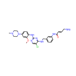 COc1cc(N2CCN(C)CC2)ccc1Nc1ncc(Cl)c(NCc2cccc(NC(=O)/C=C/CN)c2)n1 ZINC000473108501