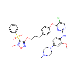 COc1cc(N2CCN(C)CC2)ccc1Nc1ncc(Cl)c(Oc2ccc(CCCOc3no[n+]([O-])c3S(=O)(=O)c3ccccc3)cc2)n1 ZINC000096917080